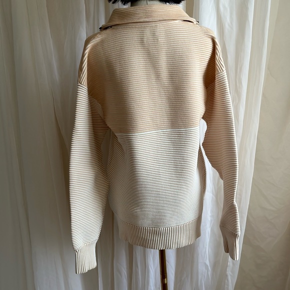 Y2K ATHLEISURE APRÈS-SKI Neutral Two Tone Zip Jumper / Sweatshirt V Neck Sweater - Picture 13 of 14